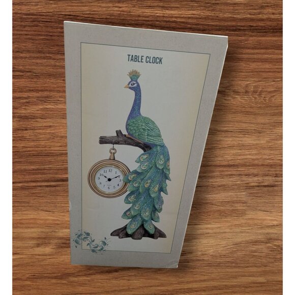 Peacock-Themed Figurine Table Clock Cracker Barrel Exclusive Design New - Picture 1 of 5